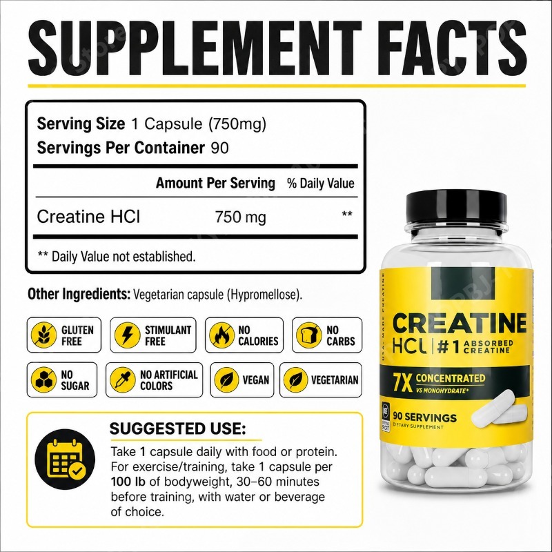Creatine HCl 750mg 90 Capsules - Nutrition In Fitness 评论和价格