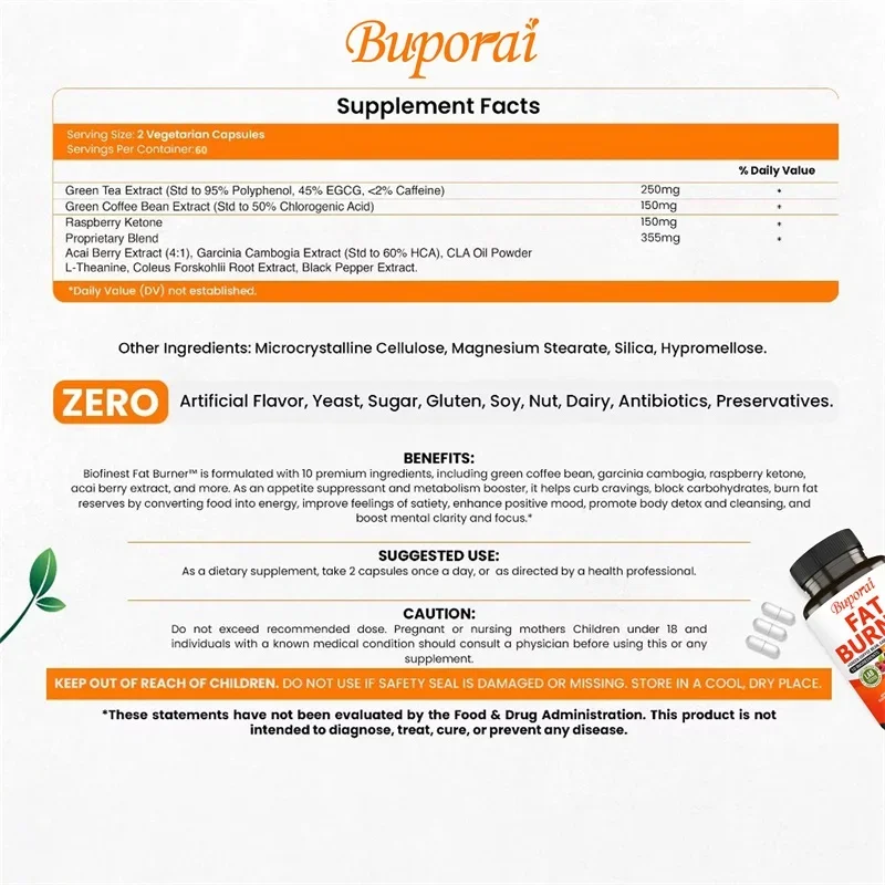 Fat Burner Capsules - Promotes - Green Tea Extract Fat 评论和价格
